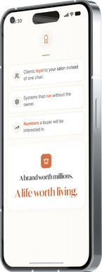 Phone showing a checklist of brand strengths and the line A life worth living