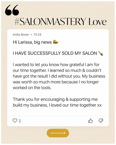 Member post: I have successfully sold my salon